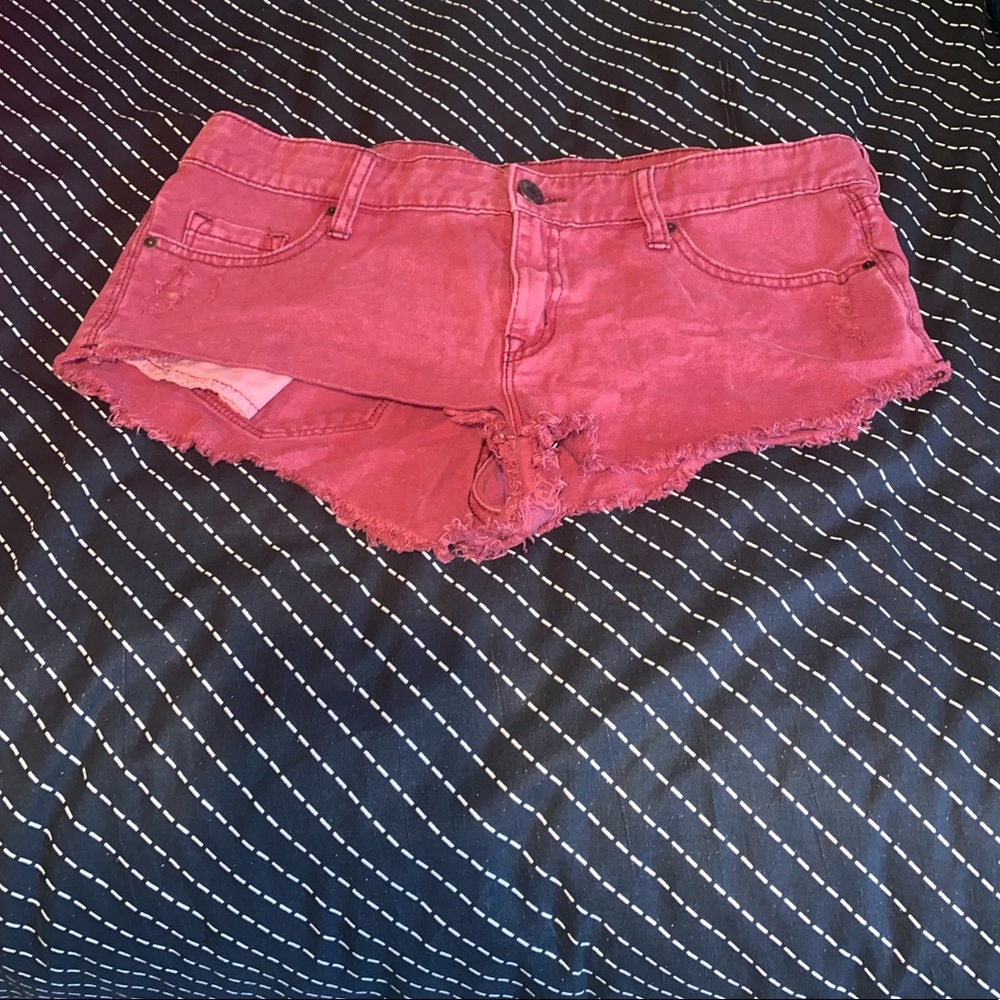 BDG Burgundy jean shorts
